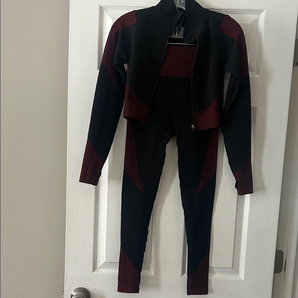 Black and Burgundy Two-Piece Set
